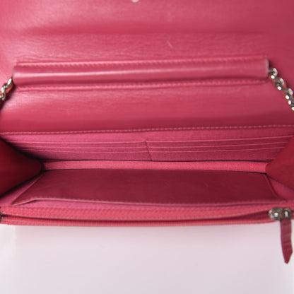 Chanel Patent Camellia Embossed Wallet on Chain WOC Rose 5 of 11