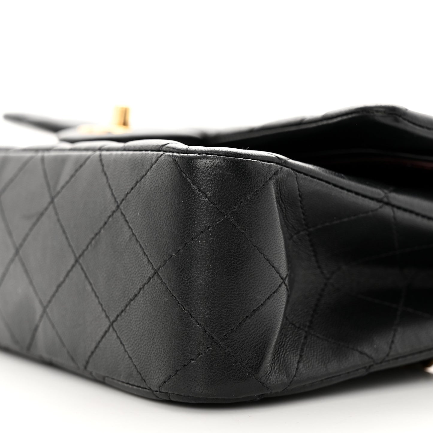Lambskin Quilted Medium Double Flap Black
