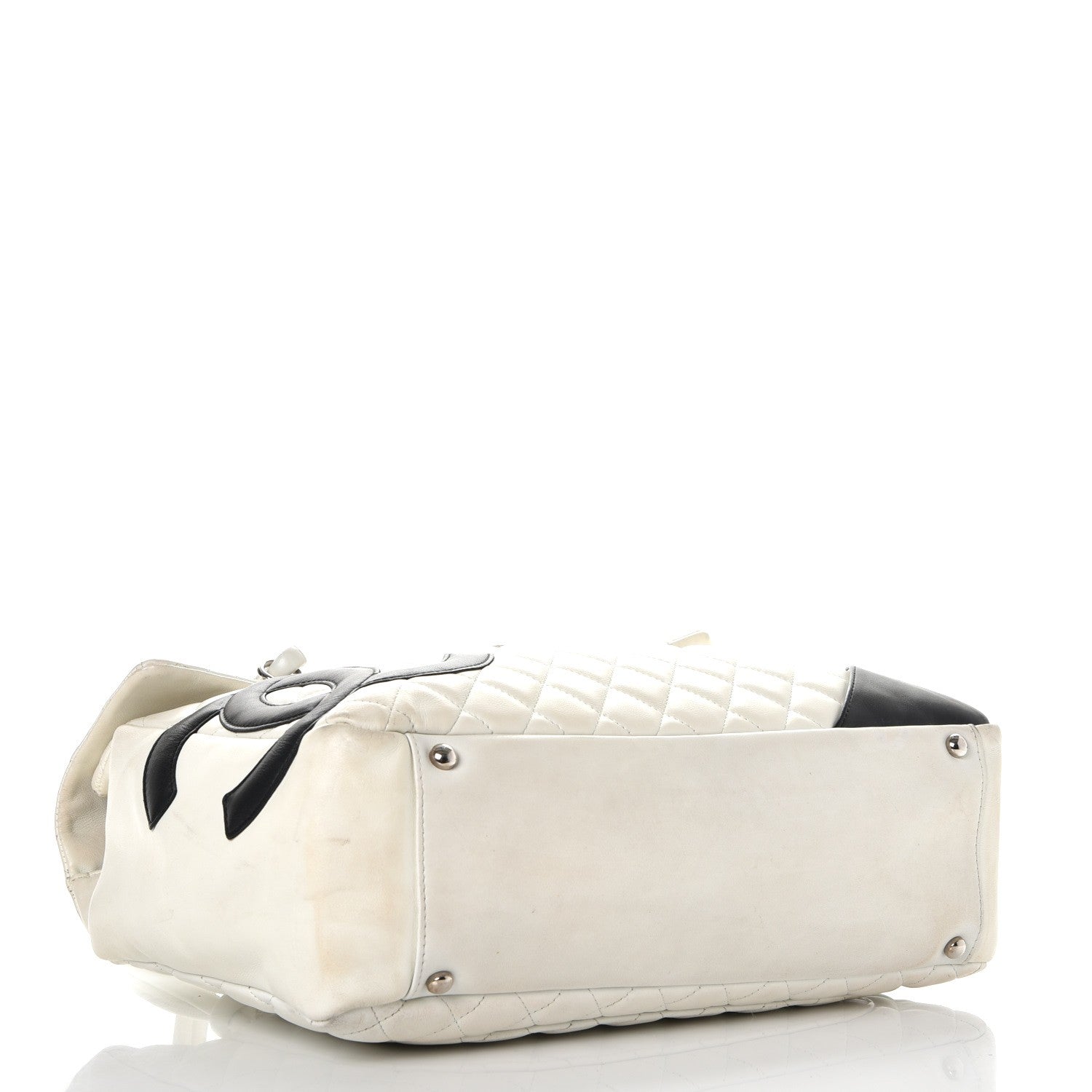 Chanel Calfskin Quilted Large Cambon Flap White Black 4 of 23