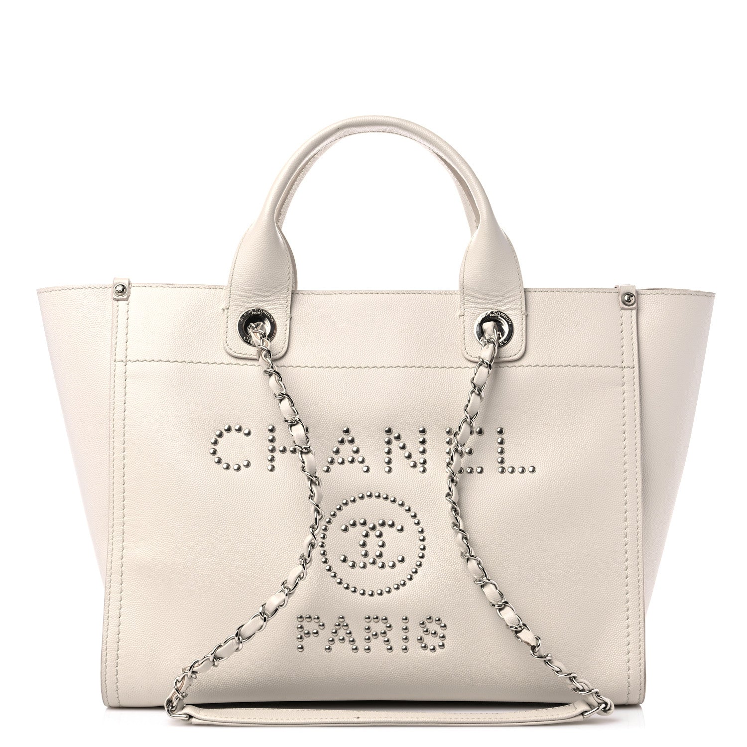 Chanel Caviar Small Studded Deauville Tote Ivory 1 of 16
