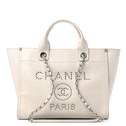 Chanel Caviar Small Studded Deauville Tote Ivory 1 of 16
