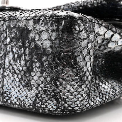 Chanel Metallic Snakeskin Medium Double Flap Blue 9 of 14