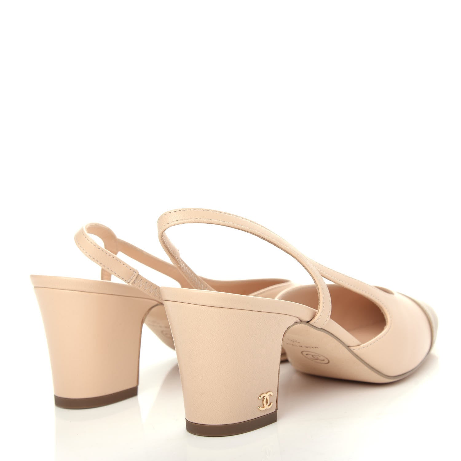 Chanel Lambskin Cap Toe CC Slingback Pump 36 Beige Dark Beige 4 of 11