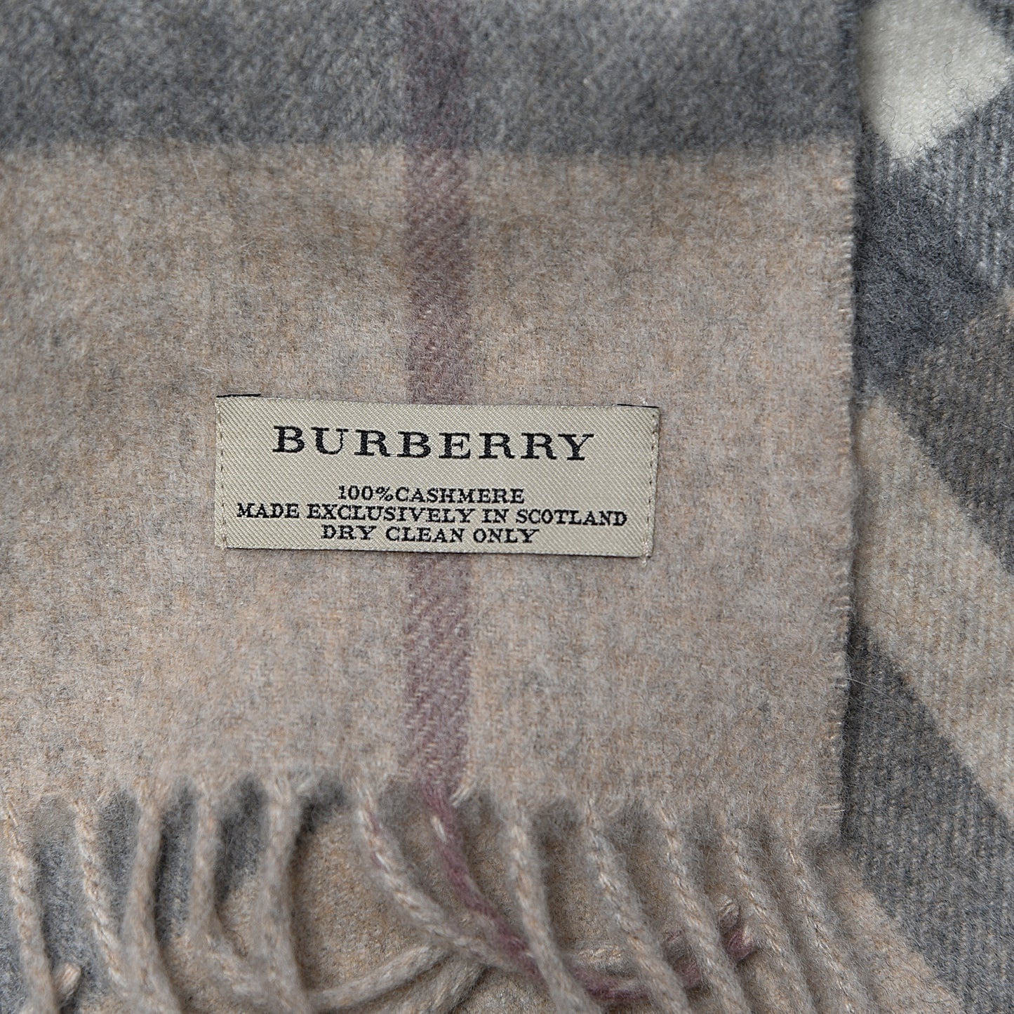 Cashmere House Check Fringe Scarf Beige