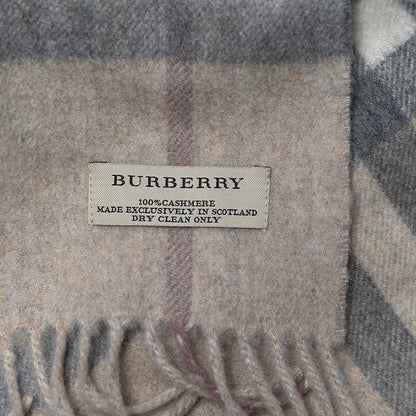 Burberry Cashmere House Check Fringe Scarf Beige 4 of 4