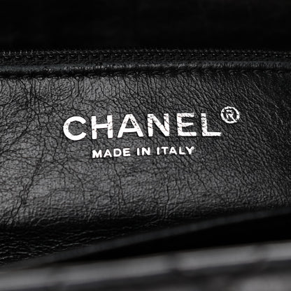Chanel Metallic Aged Calfskin Quilted Reissue 2.55 Accordion Flap Black 5 of 9