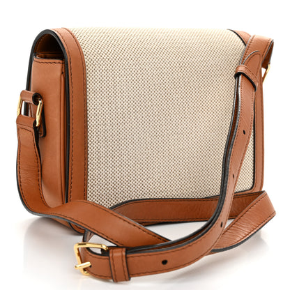 Celine Textile Natural Calfskin Classique Triomphe White Tan 3 of 12