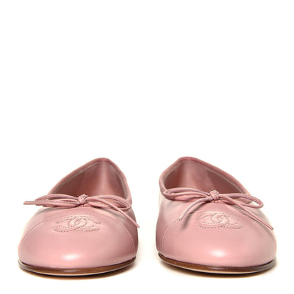 Chanel Crumpled Calfskin Cap Toe CC Ballerina Flats 39 Powder Pink 8 of 12