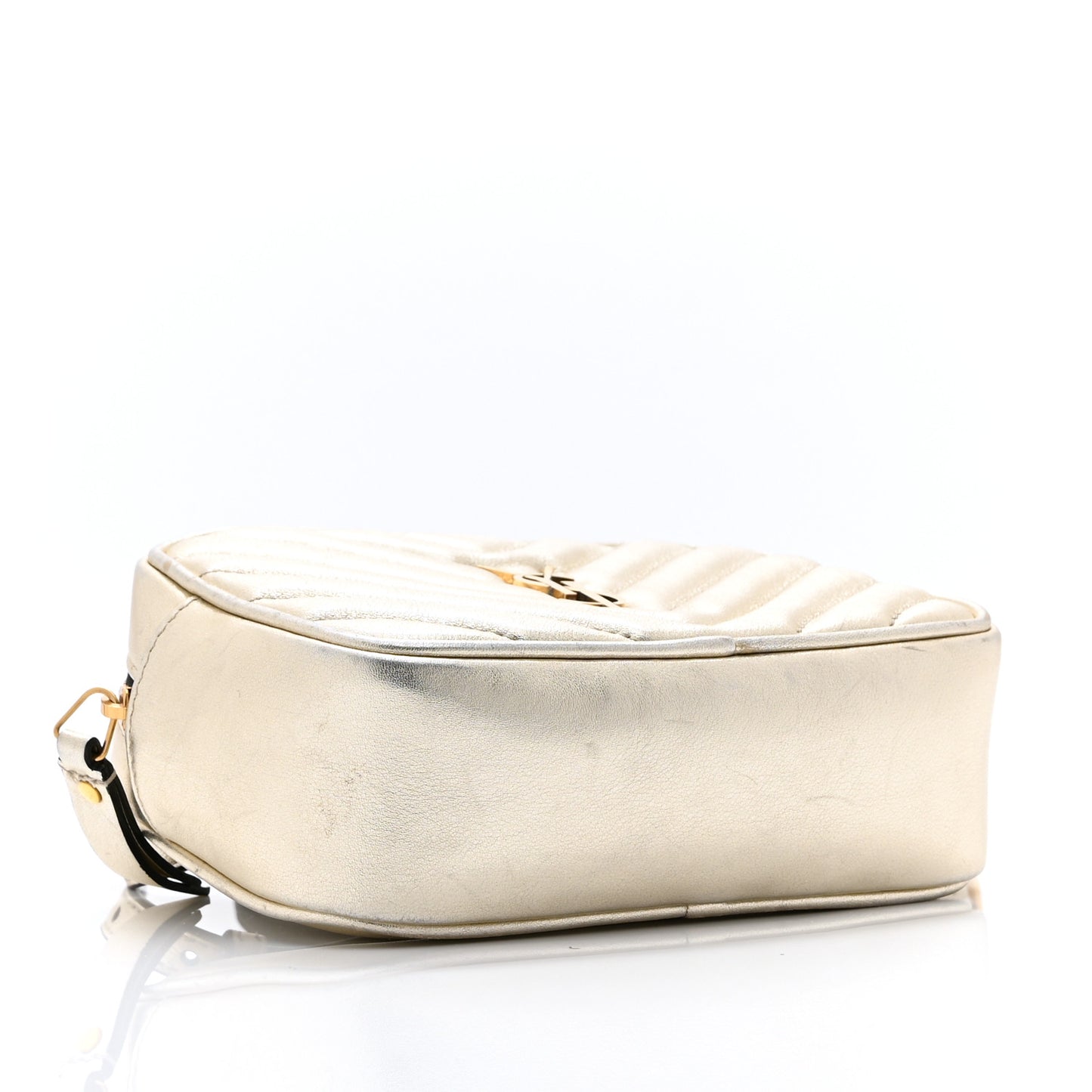 Metallic Calfskin Matelasse Monogram Lou Belt Bag Platino