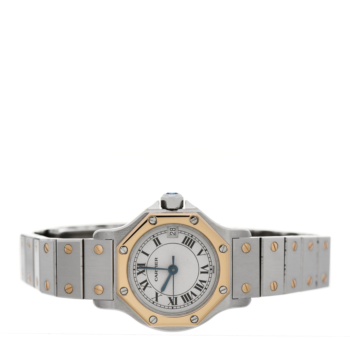 Stainless Steel 18K Yellow Gold 25mm Santos Octagon Quartz Watch