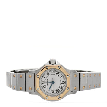 Cartier Stainless Steel 18K Yellow Gold 25mm Santos Octagon Quartz Watch 2 of 5