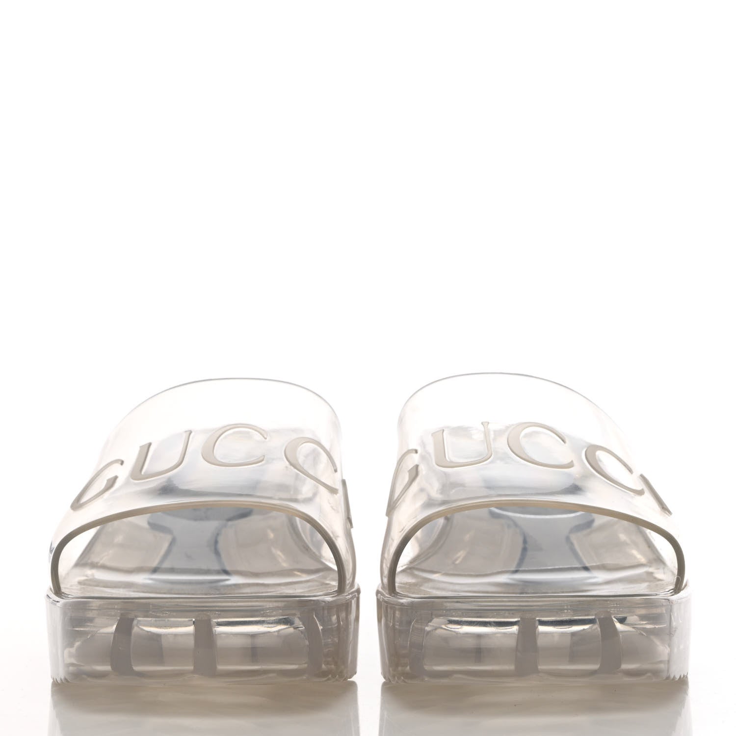 Gucci Rubber Gucci Logo Womens Platform 20/60mm Slide Sandals 38 Transparent 2 of 11