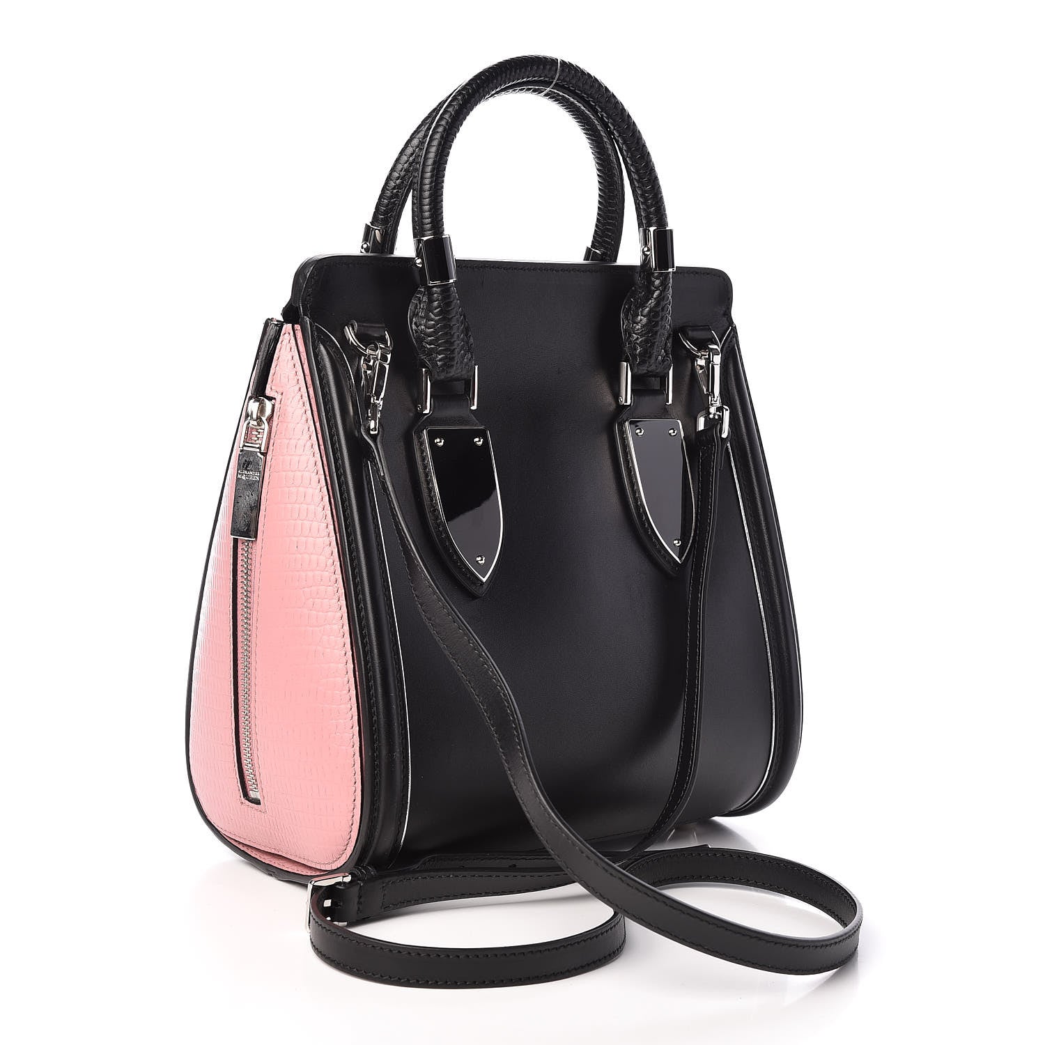 Alexander McQueen Soft Calfskin Small Enamel Plate Heroine Powder Black 3 of 8