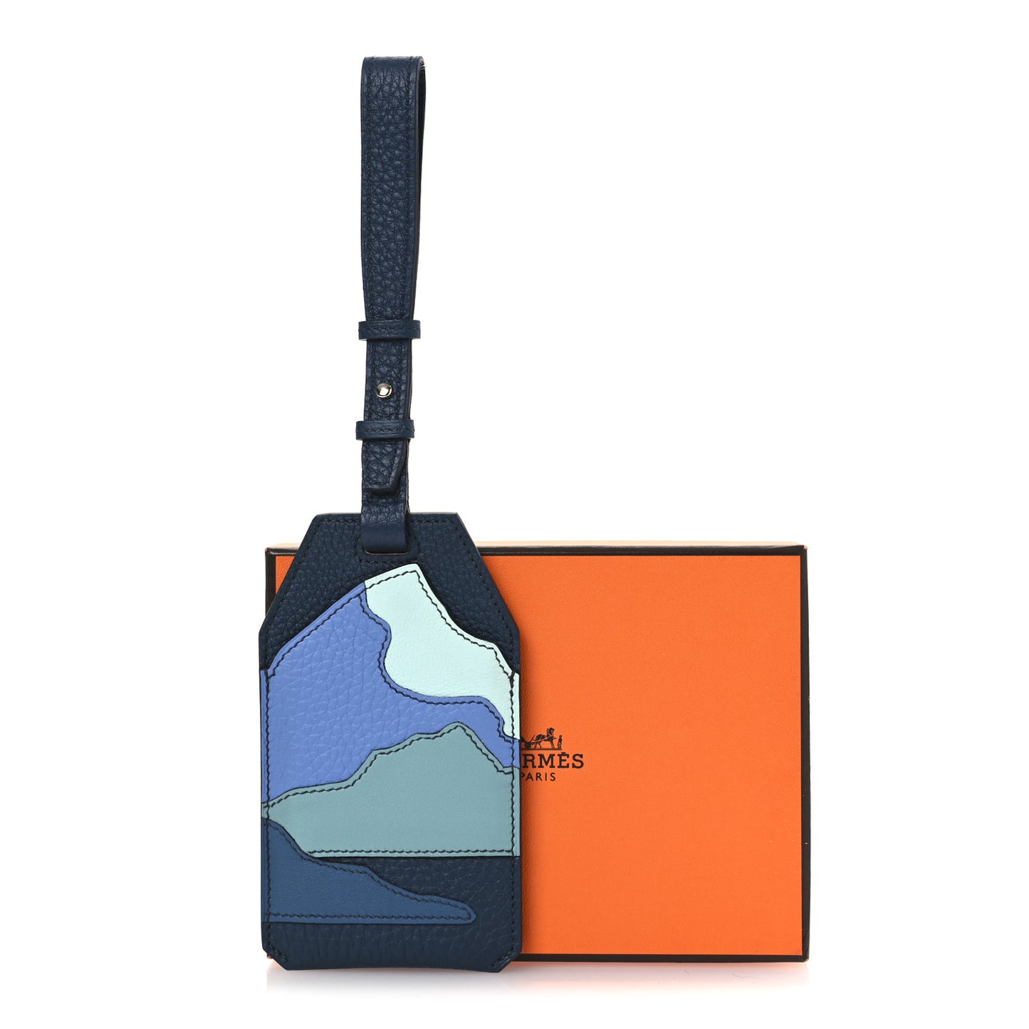 Togo Swift Taurillon Clemence Endless Road Luggage Tag Bleu De Prusse