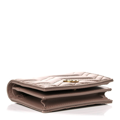 Gucci Calfskin Matelasse GG Marmont Card Case Wallet Porcelain Rose 4 of 12