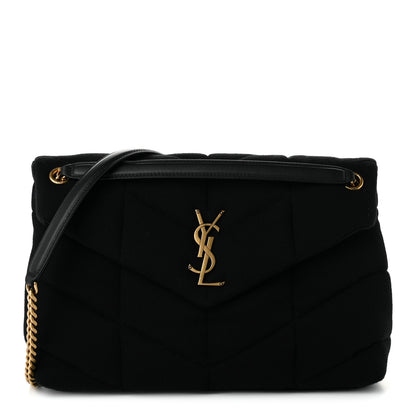Saint Laurent Wool Jersey Quilted Medium Loulou Puffer Monogram Chain Black 1 of 9