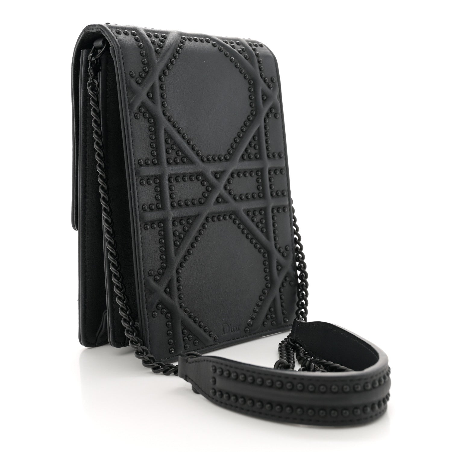 Christian Dior Ultra Matte Calfskin Studded Vertical Diorama Black 3 of 11