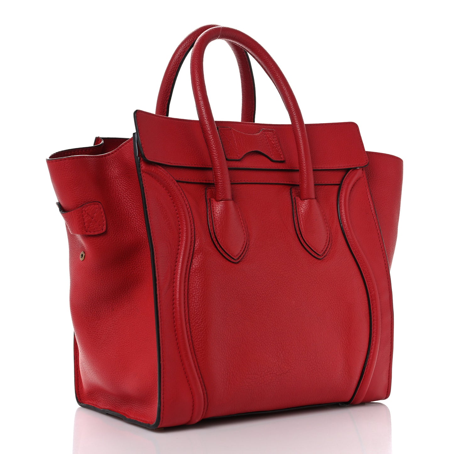 Drummed Calfskin Mini Luggage Coquelicot