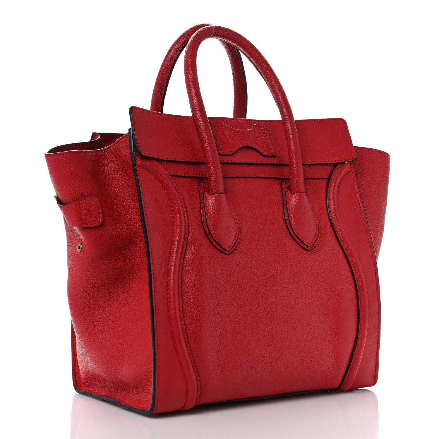 Celine Drummed Calfskin Mini Luggage Coquelicot 3 of 17