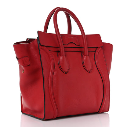 Celine Drummed Calfskin Mini Luggage Coquelicot 3 of 17