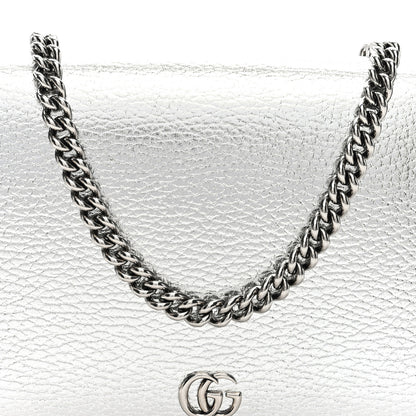 Gucci Metallic Dollar Calfskin Mini GG Marmont Chain Wallet Silver 8 of 10