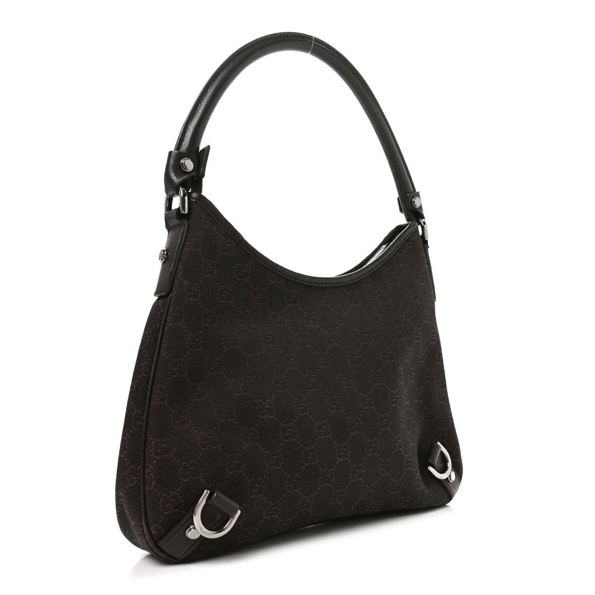 Gucci Denim Monogram Abbey D Ring Hobo Brown 2 of 9