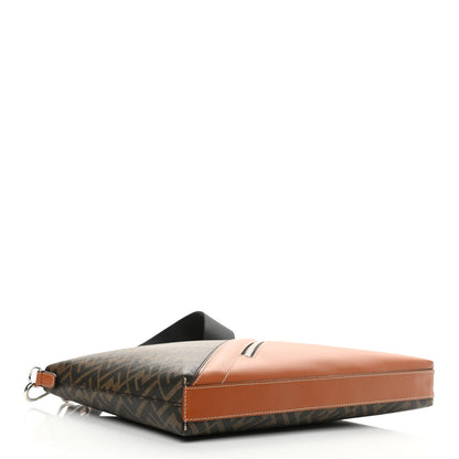 Fendi Glazed Fabric Vitello King FF 1974 Diagonal Medium East West Messenger Tobacco Moro Cuoio 4 of 10
