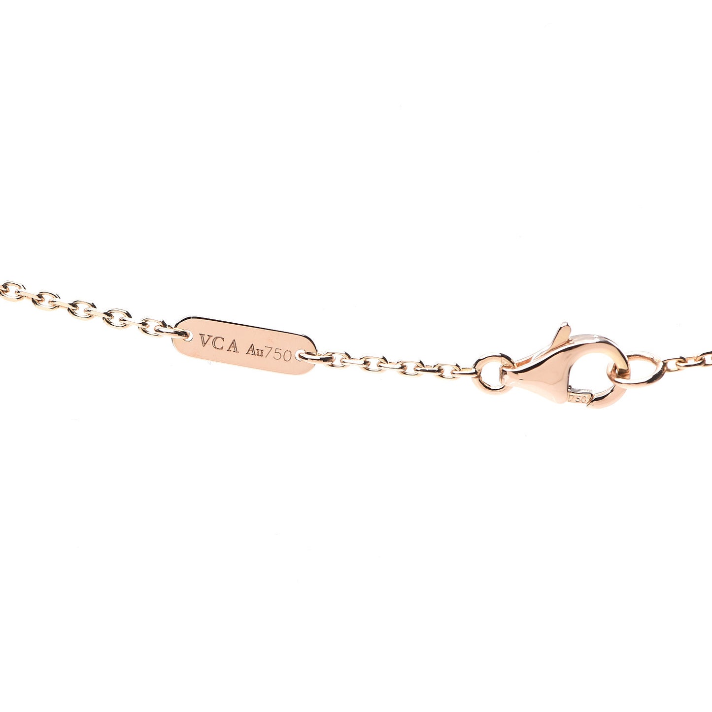 18K Rose Gold Diamond Carnelian Vintage Alhambra Pendant Necklace