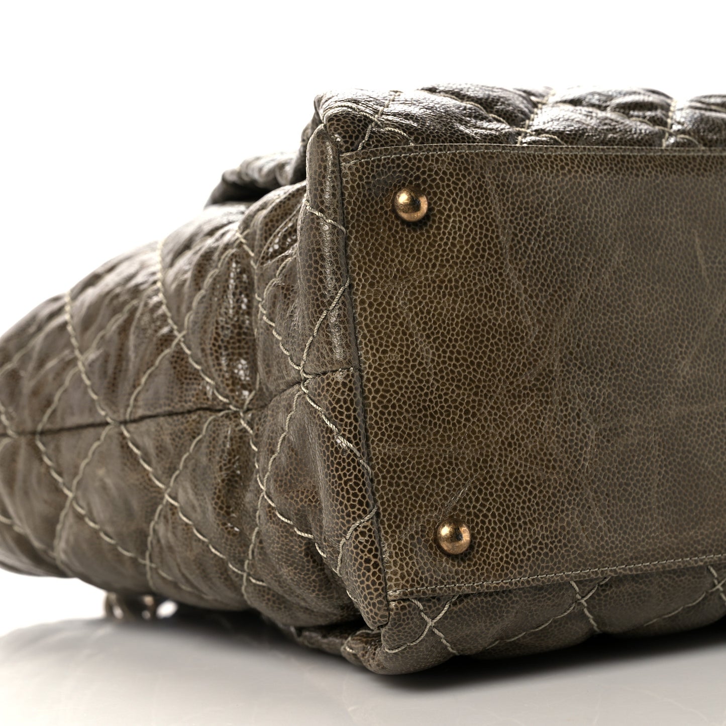 Glazed Caviar Coco Pleats Tote Green