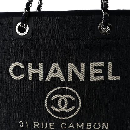 Chanel Denim Small Deauville Tote Dark Blue 8 of 10