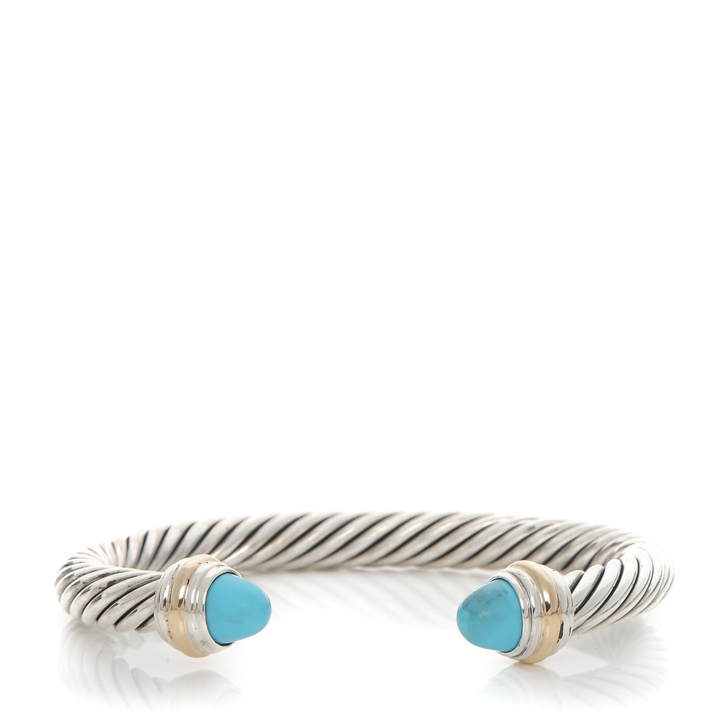 Sterling Silver 14K Yellow Gold Turquoise 7mm Cable Classics Cuff
