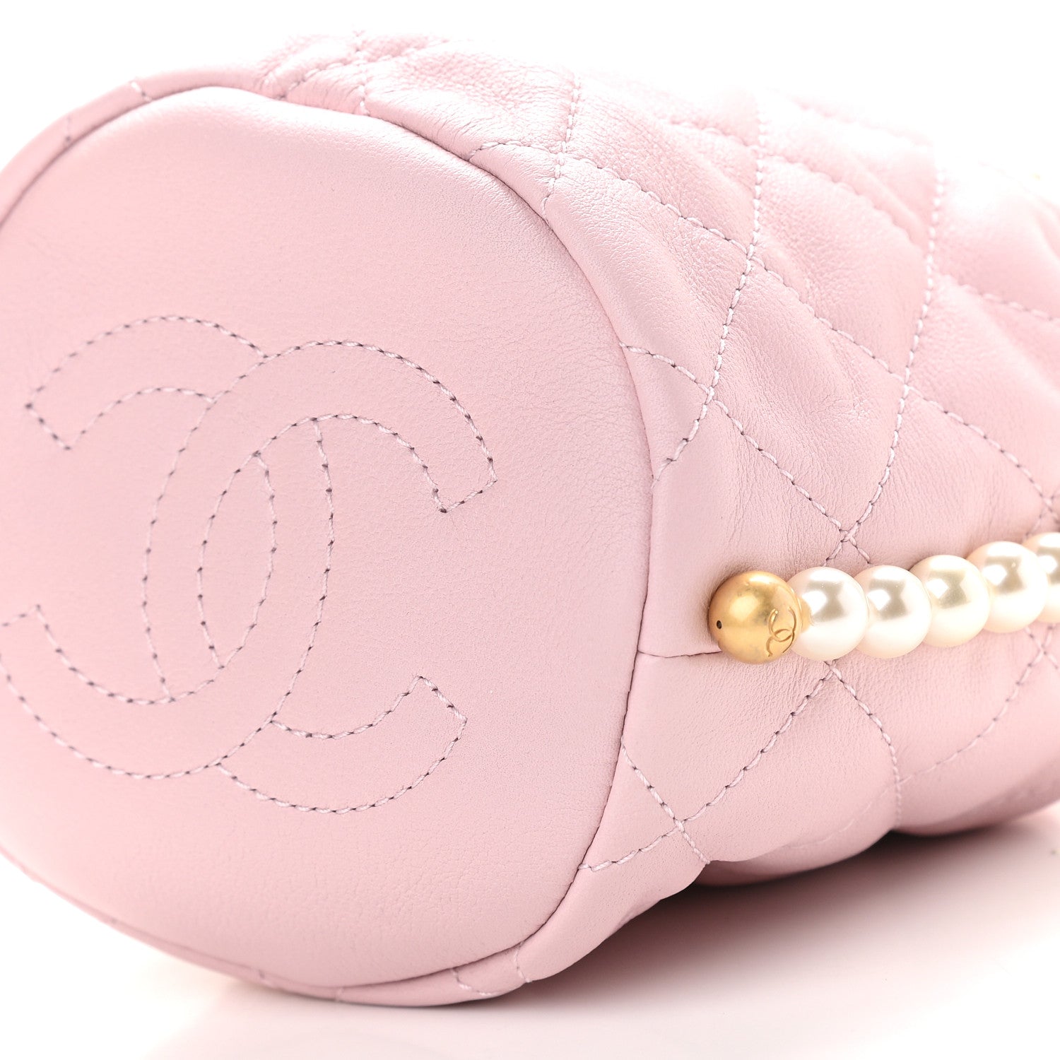 Chanel Calfskin Quilted Pearl Mini About Pearls Drawstring Bucket Light Pink 9 of 9