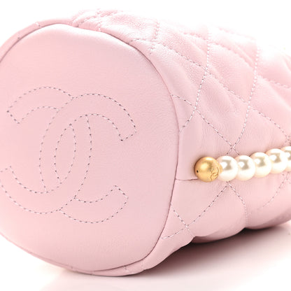 Chanel Calfskin Quilted Pearl Mini About Pearls Drawstring Bucket Light Pink 9 of 9