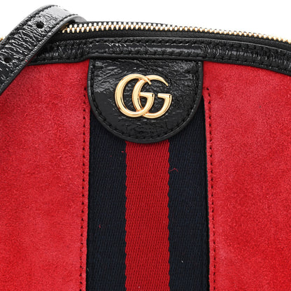 Gucci Suede Patent Web GG Small Ophidia Dome Shoulder Bag Hibiscus Red 8 of 10