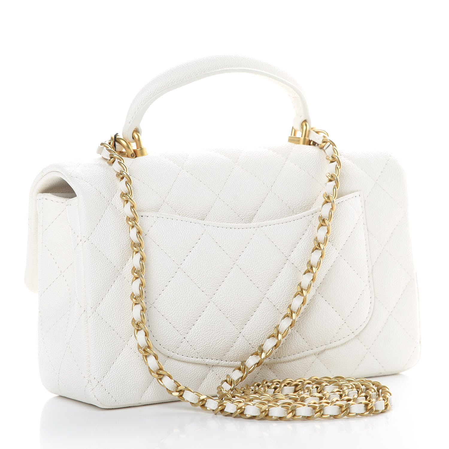 Chanel Caviar Quilted Mini Top Handle Rectangular Flap White 3 of 11