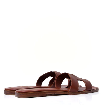 Hermes Box Calfskin Oran Sandals 42 Gold 3 of 6