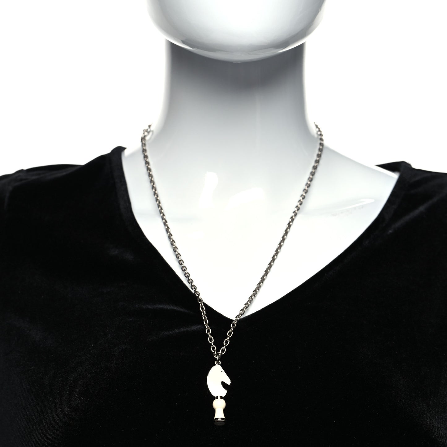Lacquered Palladium Cavalier Necklace Craie