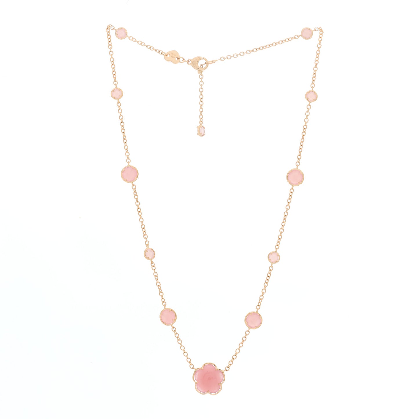 18K Rose Gold Pink Chalcedony Bon Ton Necklace