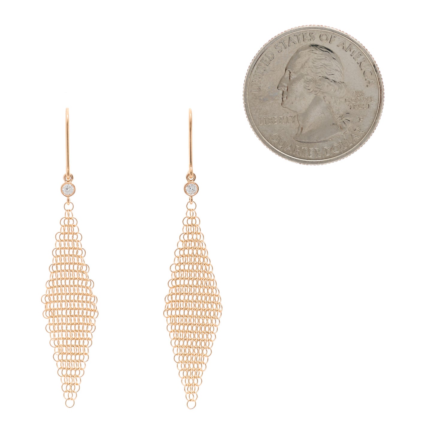 18K Rose Gold Diamond Mini Elsa Peretti Mesh Earrings