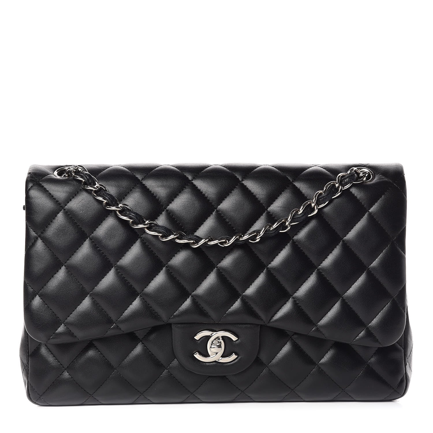 Chanel Lambskin Quilted Jumbo Double Flap Black 1 of 11