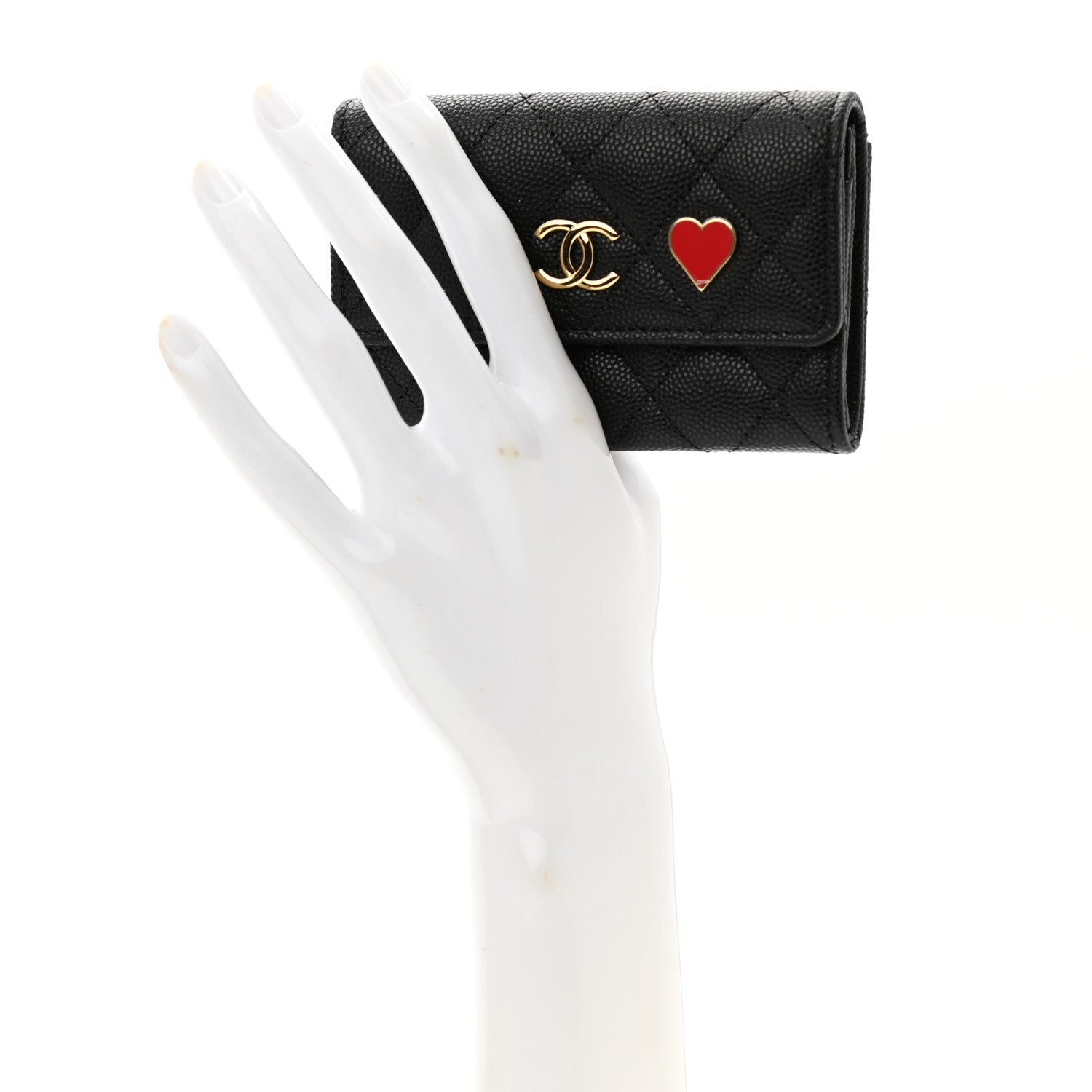 Chanel Caviar Quilted Enamel Coco Casino Flap Card Holder Wallet Black 2 of 9