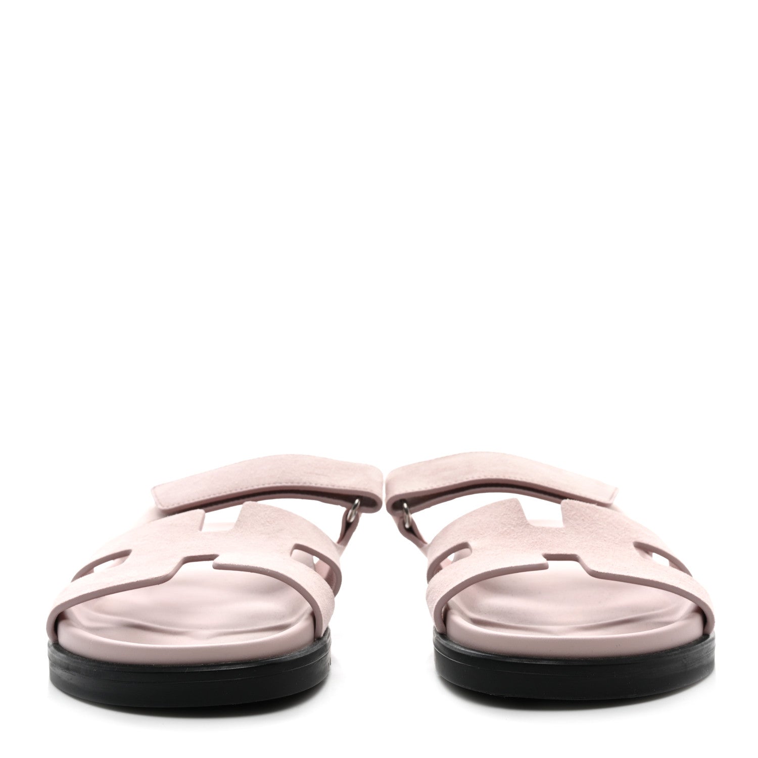 Hermes Suede Goatskin Womens Chypre Sandals 36.5 Rose Porcelaine 2 of 9