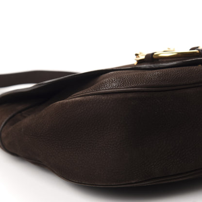 Gucci Nubuck Ribot Horse Heads Flap Bag Brown 6 of 10