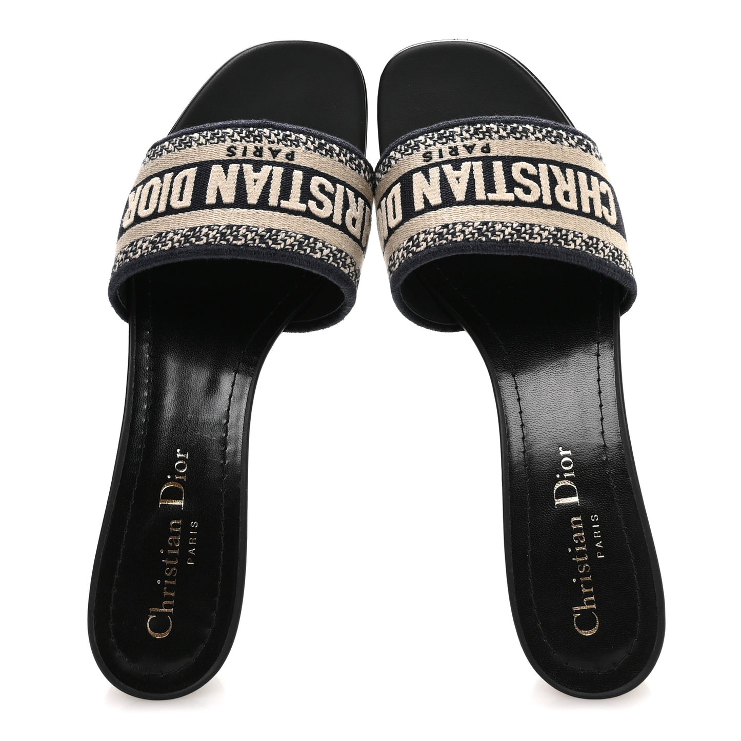 Cotton Embroidered Dway 40mm Slide Sandals 38 Deep Blue