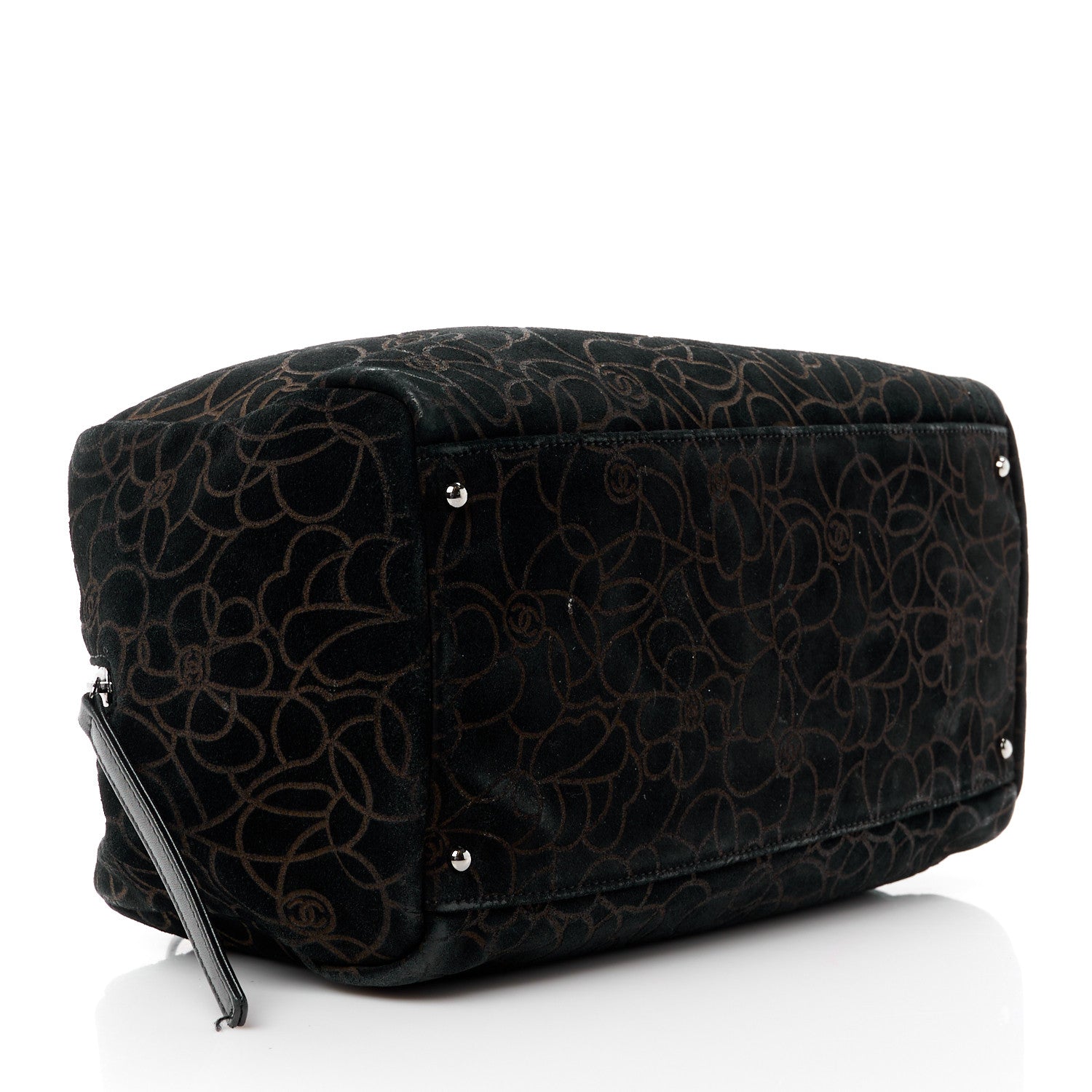 Chanel Velvet Camellia Embossed Shoulder Bag Black 4 of 18