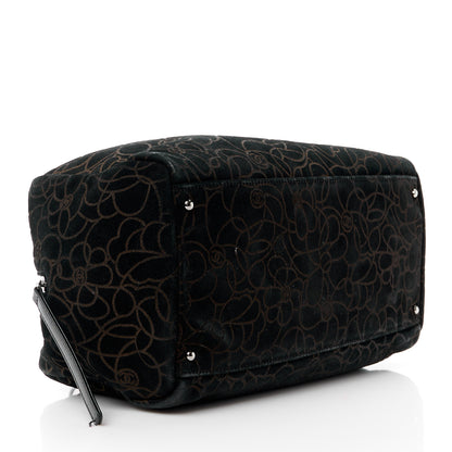Chanel Velvet Camellia Embossed Shoulder Bag Black 4 of 18