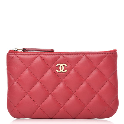 Chanel Lambskin Quilted Small Cosmetic Case Dark Pink 1 of 9