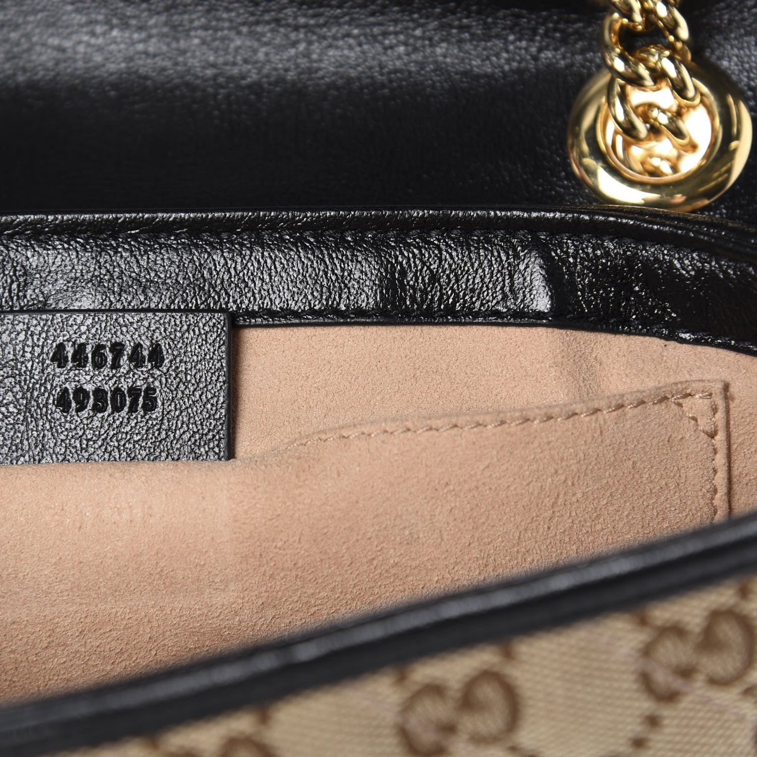 Gucci Monogram Matelasse Diagonal Mini GG Marmont Shoulder Bag Beige Black 12 of 15