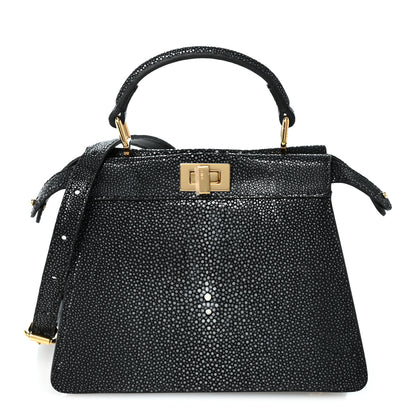 Fendi Stingray Shiny Nappa Petite Peekaboo I SEE U Satchel Black 1 of 9