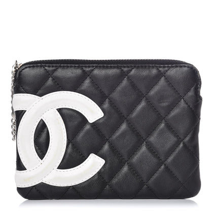 Chanel Calfskin Quilted Cambon Cosmetic Pouch Black White 1 of 12